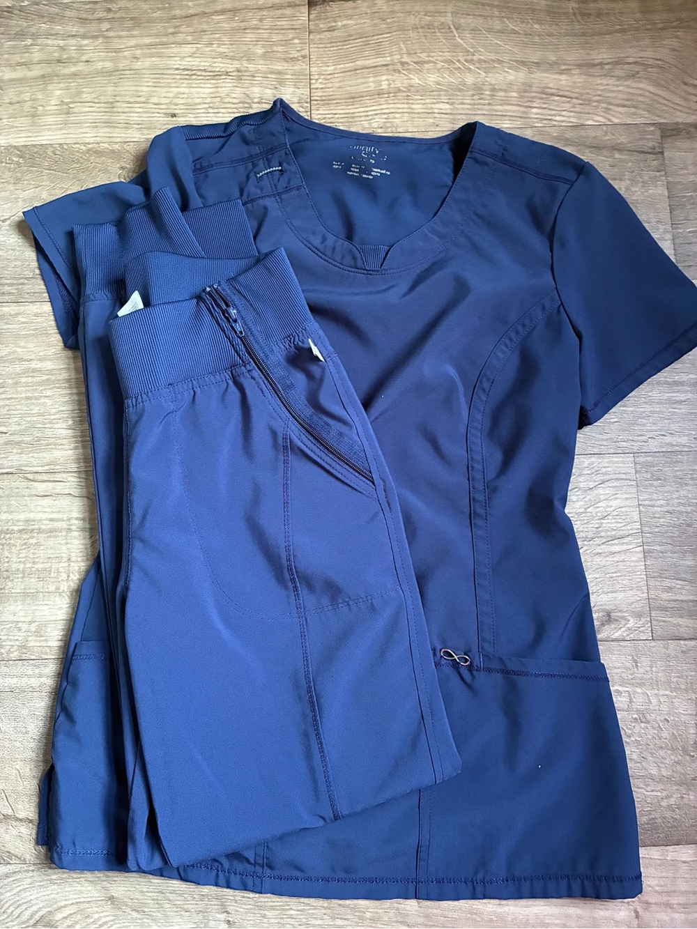 Navy Blue Cherokee Infinity Medical Scrub Top & Pants Set